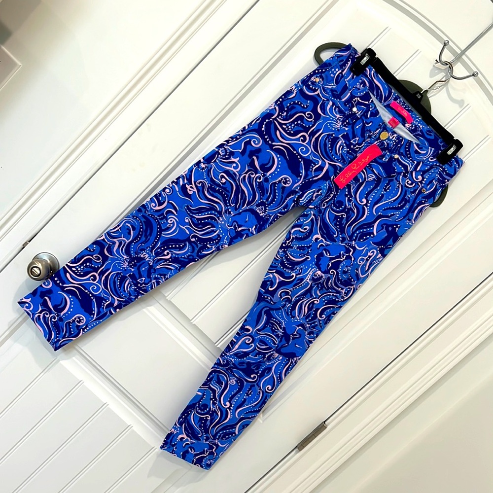 Lilly Pulitzer South Ocean Skinny Crop Coastal Blue